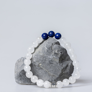 Bergkristall Armband matt mit Lapislazuli 8mm