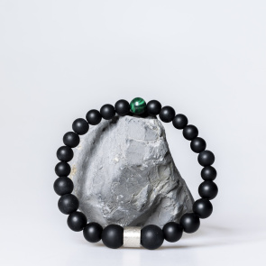 Onyx Armband matt mit Malachit  8 mm