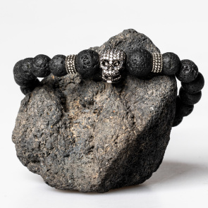 Lavastein mit Totenkopf 8 mm